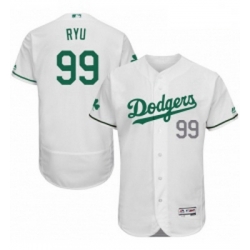 Mens Majestic Los Angeles Dodgers 99 Hyun Jin Ryu White Celtic Flexbase Authentic Collection MLB Jersey