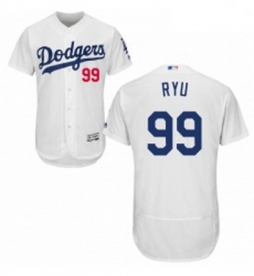 Mens Majestic Los Angeles Dodgers 99 Hyun Jin Ryu White Home Flex Base Authentic Collection MLB Jersey