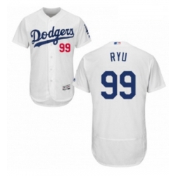 Mens Majestic Los Angeles Dodgers 99 Hyun Jin Ryu White Home Flex Base Authentic Collection MLB Jersey