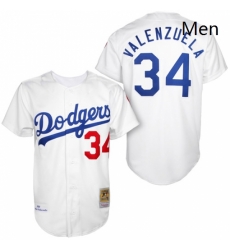 Mens Mitchell and Ness Los Angeles Dodgers 34 Fernando Valenzuela Authentic White 1955 Throwback MLB Jersey
