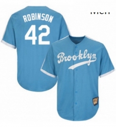 Mens Mitchell and Ness Los Angeles Dodgers 42 Jackie Robinson Replica Light Blue Throwback MLB Jersey