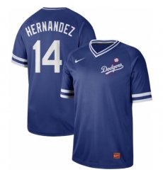Mens Nike Los Angeles Dodgers 14 Enrique Hernandez Royal Authentic Cooperstown Collection Stitched Baseball Jerse