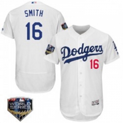 Will Smith Mens Los Angeles Dodgers White Authentic Flex Base Home Collection 2018 World Series Jersey