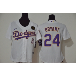 Los Angeles Dodgers 8 24 Kobe Bryant Women Nike White Purple No  Cool Base 2020 KB Patch MLB Jersey