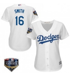 Will Smith Womens Los Angeles Dodgers White Replica Cool Base Home 2018 World Series Jersey Majestic