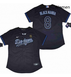 Women Dodgers 8 Kobe Bryant Name Black Mamba Cool Base Stitched MLB Jersey