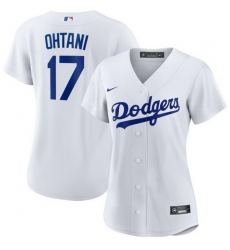 Women Los Angeles Dodgers 17 Shohei Ohtani White Stitched Jersey 28Run Small 29s