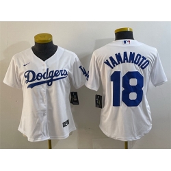 Women Los Angeles Dodgers 18 Yoshinobu Yamamoto White Stitched Jersey 28Run Small 29
