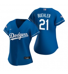 Women Los Angeles Dodgers 21 Walker Buehler Royal 2020 World Series Champions Replica Jersey