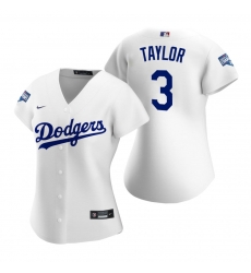 Women Los Angeles Dodgers 3 Chris Taylor White 2020 World Series Champions Replica Jersey