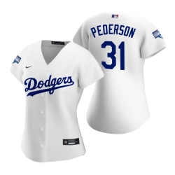 Women Los Angeles Dodgers 31 Joc Pederson White 2020 World Series Champions Replica Jersey