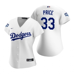 Women Los Angeles Dodgers 33 David Price White 2020 World Series Champions Replica Jersey