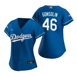 Women Los Angeles Dodgers 46 Tony Gonsolin Royal 2020 World Series Champions Replica Jersey