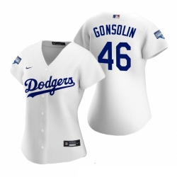 Women Los Angeles Dodgers 46 Tony Gonsolin White 2020 World Series Champions Replica Jersey