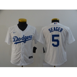 Women Los Angeles Dodgers 5 Corey Seager White Women 2020 Nike Cool Base Jersey