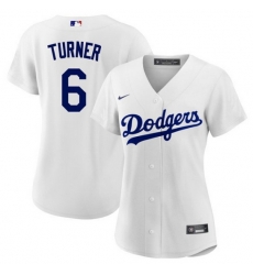 Women Los Angeles Dodgers 6 Trea Turner White Stitched Baseball Jersey 