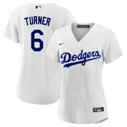 Women Los Angeles Dodgers 6 Trea Turner White Stitched Baseball Jersey 