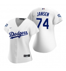Women Los Angeles Dodgers 74 Kenley Jansen White 2020 World Series Champions Replica Jersey
