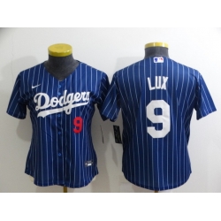 Women Los Angeles Dodgers 9 Gavin Lux Blue Stitched Baseball Jersey 