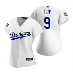 Women Los Angeles Dodgers 9 Gavin Lux White 2020 World Series Champions Replica Jersey