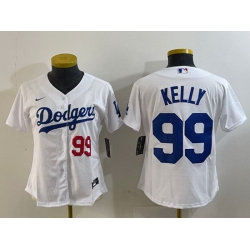 Women Los Angeles Dodgers 99 Joe Kelly White With Patch Stitched Jersey