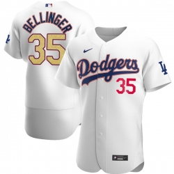Women Los Angeles Dodgers Cody Bellinger 35 Gold Program Designed Edition White Flex Base Stitched Jersey
