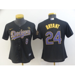 Women Los Angeles Dodgers Kobe Bryant 8 24 Black Purple Cool Base Jersey