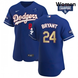 Women Los Angeles Dodgers Kobe Bryant Gold Program Designed Edition Blue Flex Base Stitched Jersey