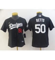 Women Los Angeles Dodgers Mookie Betts 50 Black Flex Base Stitched MLB Jersey