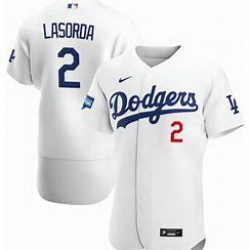 Women Los Angeles Dodgers Tommy Lasorda White Flex Base Jersey