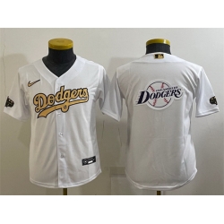 Women Los Angeles Dodgers White Gold Team Big Logo Stitched Jersey