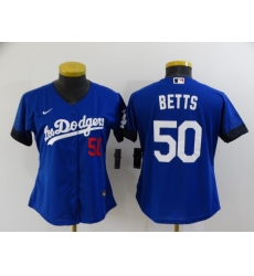 Women Nike Los Angeles Dodgers #50 Mookie Betts Blue Elite City Player Jersey