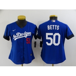Women Nike Los Angeles Dodgers #50 Mookie Betts Blue Elite City Player Jersey