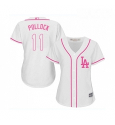 Womens Los Angeles Dodgers 11 A J Pollock Authentic White Fashion Cool Base Baseball Jersey 