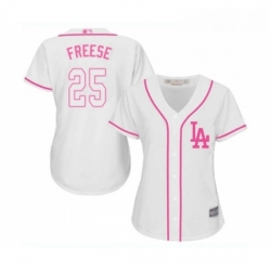 Womens Los Angeles Dodgers 25 David Freese Authentic White Fashion Cool Base Baseball Jersey 