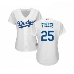 Womens Los Angeles Dodgers 25 David Freese Authentic White Home Cool Base Baseball Jersey 