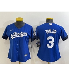 Women's Los Angeles Dodgers #3 Chris Taylor Blue 2022 Cool Base Stitched Nike Jersey