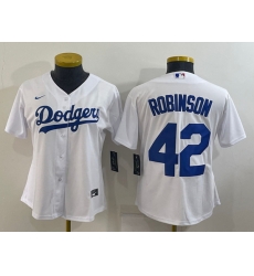 Women's Los Angeles Dodgers #42 Jackie Robinson White Stitched MLB Cool Base Nike Jersey