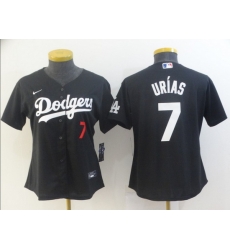 Women's Los Angeles Dodgers #7 Julio Urias Black Stitched MLB Jersey