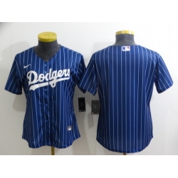 Women's Los Angeles Dodgers Blank Navy Blue Pinstripe Stitched MLB Cool Base Nike Jersey1