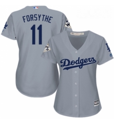 Womens Majestic Los Angeles Dodgers 11 Logan Forsythe Authentic Grey Road 2017 World Series Bound Cool Base MLB Jersey 