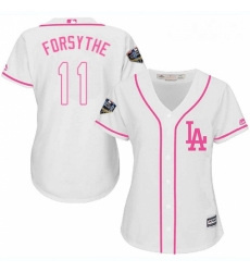 Womens Majestic Los Angeles Dodgers 11 Logan Forsythe Authentic White Fashion Cool Base 2018 World Series MLB Jersey 