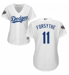 Womens Majestic Los Angeles Dodgers 11 Logan Forsythe Authentic White Home Cool Base 2018 World Series MLB Jersey 