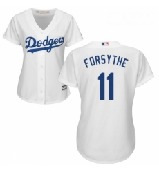 Womens Majestic Los Angeles Dodgers 11 Logan Forsythe Authentic White Home Cool Base MLB Jersey 