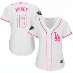 Womens Majestic Los Angeles Dodgers 13 Max Muncy Authentic White Fashion Cool Base 2018 World Series MLB Jersey 