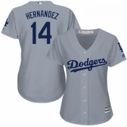 Womens Majestic Los Angeles Dodgers 14 Enrique Hernandez Authentic Grey Road Cool Base MLB Jersey
