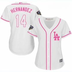 Womens Majestic Los Angeles Dodgers 14 Enrique Hernandez Authentic White Fashion Cool Base 2018 World Series MLB Jersey