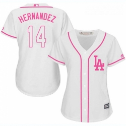 Womens Majestic Los Angeles Dodgers 14 Enrique Hernandez Authentic White Fashion Cool Base MLB Jersey