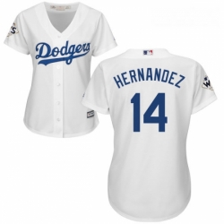 Womens Majestic Los Angeles Dodgers 14 Enrique Hernandez Authentic White Home 2017 World Series Bound Cool Base MLB Jersey