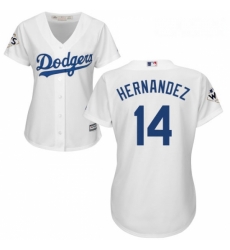 Womens Majestic Los Angeles Dodgers 14 Enrique Hernandez Replica White Home 2017 World Series Bound Cool Base MLB Jersey